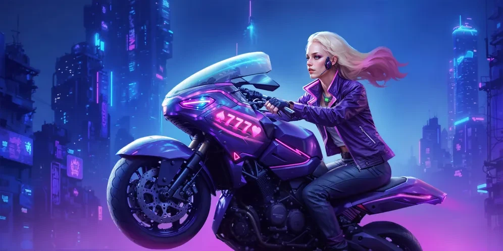 Roby Casino banner con motociclista in una città al neon e insegne 777, bonus di benvenuto del 250 per cento fino a 2500 euro e 250 giri gratis Italia